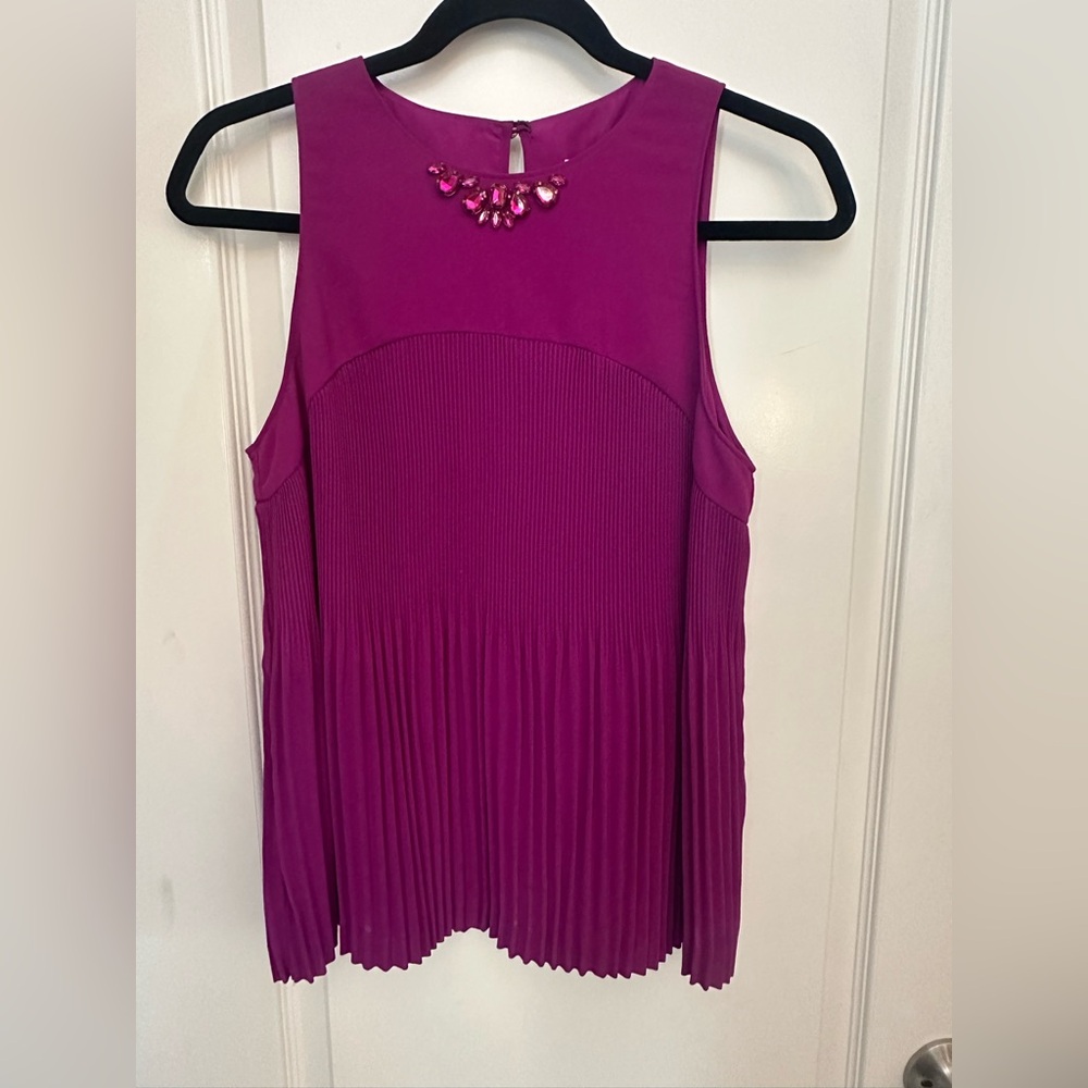 Ted Baker Purple/Magenta Sleeveless Pleated Top